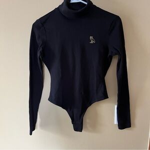 Like New! OVO Black Turtleneck Bodysuit with Gold logo